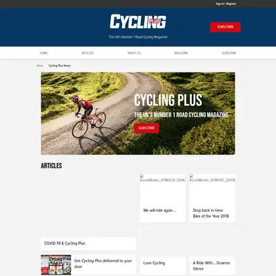 Cycling Plus startsida 2020