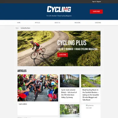 Cycling Plus startsida 2022
