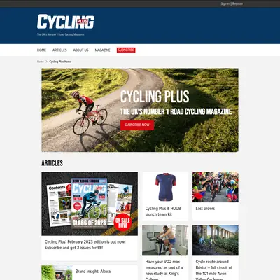 Cycling Plus startsida 2023