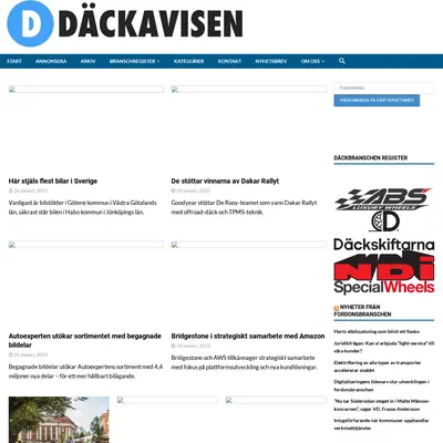 Däckavisen nyhetsbrev startsida 2023