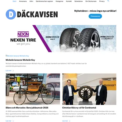 Däckavisen nyhetsbrev startsida 2026