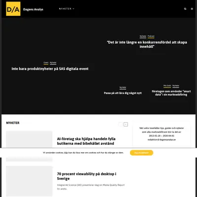 Dagensanalys.se startsida 2021