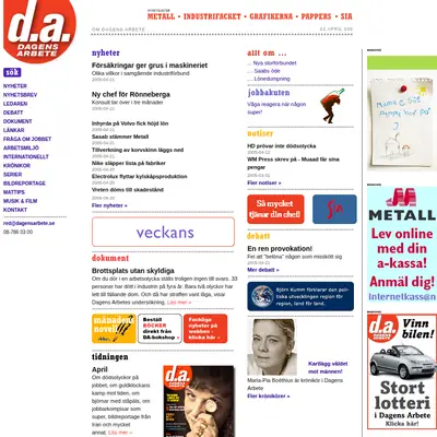 Dagens arbete startsida 2005