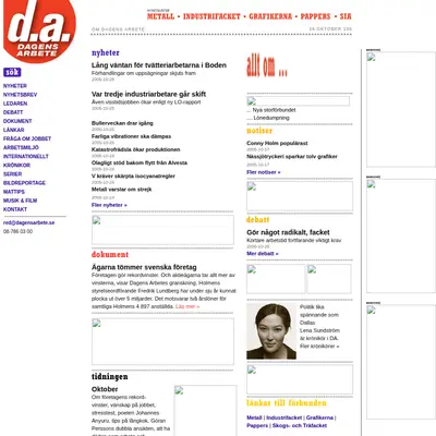 Dagens arbete startsida 2006