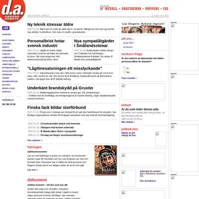 Dagens arbete startsida 2007