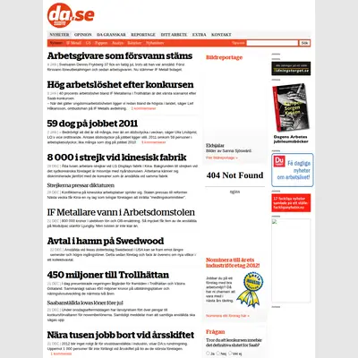 Dagens arbete startsida 2012