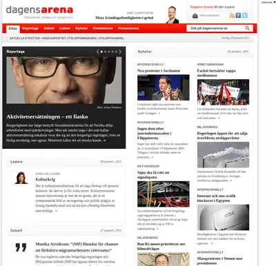 Dagens Arenas nyhetsbrev startsida 2011