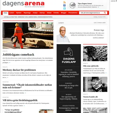 Dagens Arenas nyhetsbrev startsida 2012