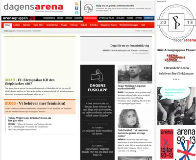 Dagens Arenas nyhetsbrev startsida 2014