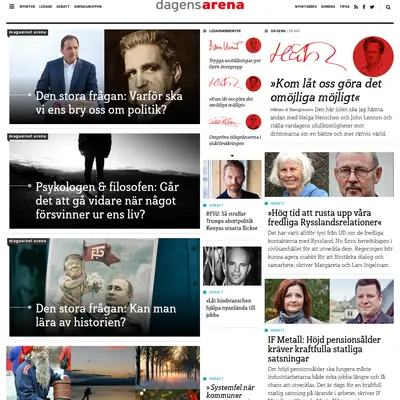 Dagens Arenas nyhetsbrev startsida 2018
