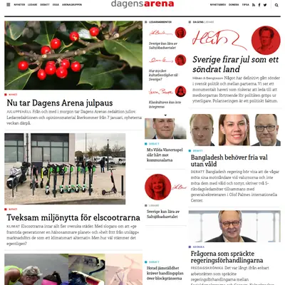 Dagens Arenas nyhetsbrev startsida 2019