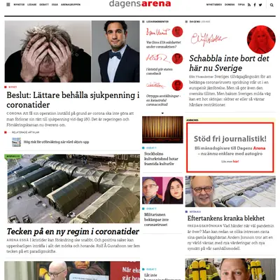 Dagens Arenas nyhetsbrev startsida 2020