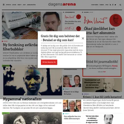 Dagens Arenas nyhetsbrev startsida 2021