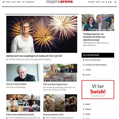 Dagens Arenas nyhetsbrev startsida 2026