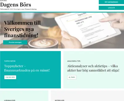 dagensbors.se startsida 2022