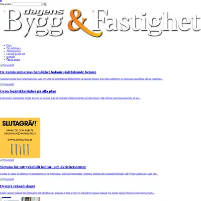 Dagens Bygg & Fastighet startsida 2023