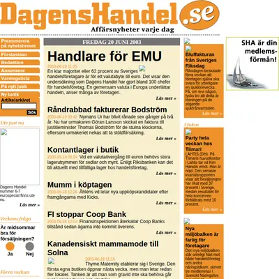 Dagens Handel startsida 2003