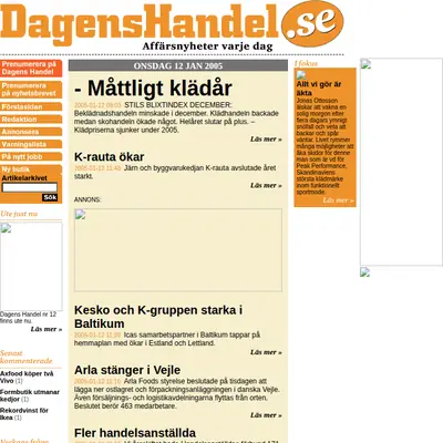 Dagens Handel startsida 2005