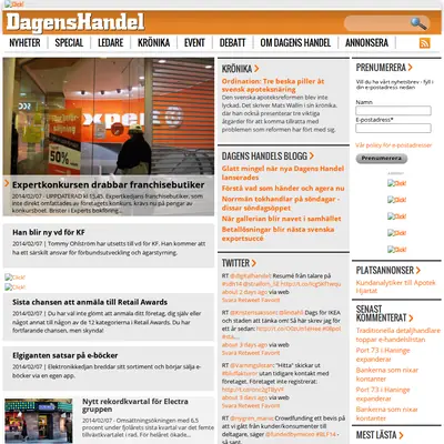 Dagens Handel startsida 2014