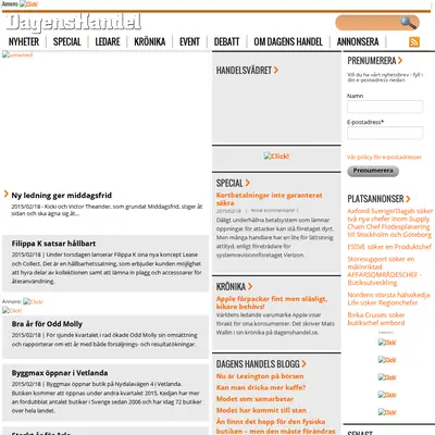 Dagens Handel startsida 2015