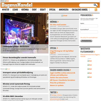 Dagens Handel startsida 2016