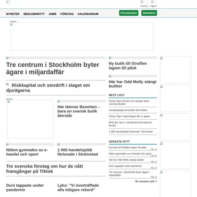 Dagens Handel startsida 2021