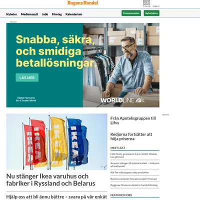 Dagens Handel startsida 2022