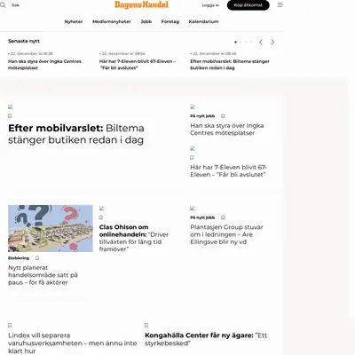 Dagens Handel startsida 2026