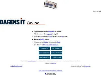 dagensit.se startsida 1996