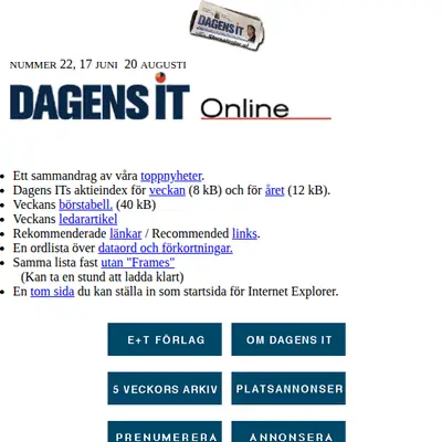 dagensit.se startsida 1997
