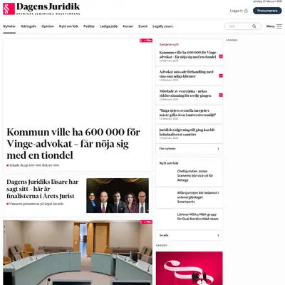 www.dagensjuridik.se startsida 2026