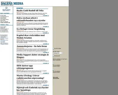 dagensmedia.se startsida 2001