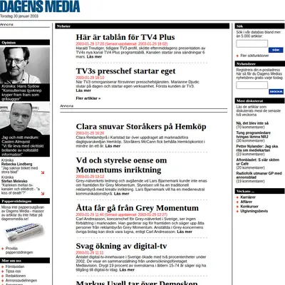 dagensmedia.se startsida 2003