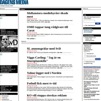 dagensmedia.se startsida 2004
