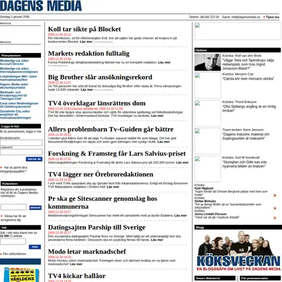 dagensmedia.se startsida 2006