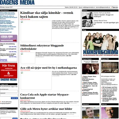 dagensmedia.se startsida 2007