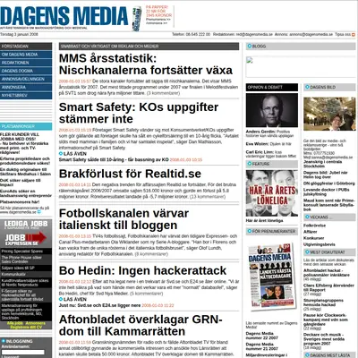 dagensmedia.se startsida 2008