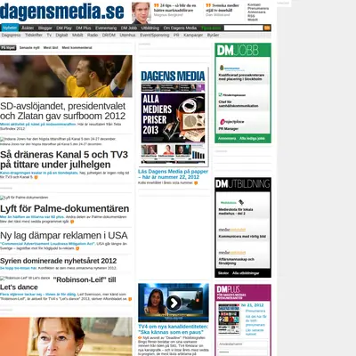 dagensmedia.se startsida 2013