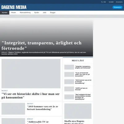 dagensmedia.se startsida 2019