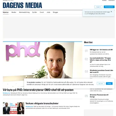 dagensmedia.se startsida 2021