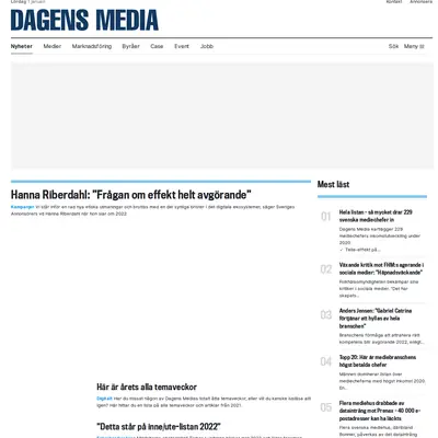dagensmedia.se startsida 2022