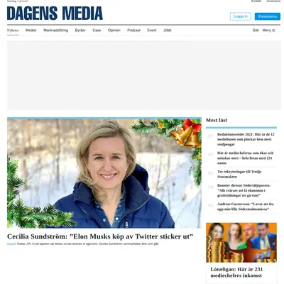 dagensmedia.se startsida 2023