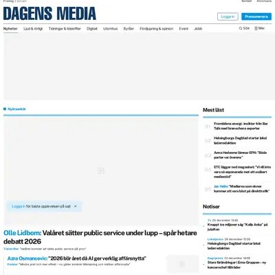 dagensmedia.se startsida 2026