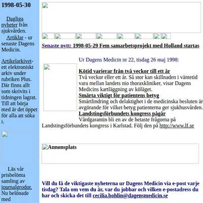 Dagens Medicin Premium startsida 1998