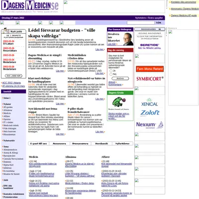 Dagens Medicin Premium startsida 2002
