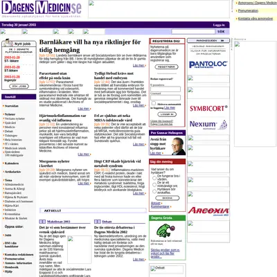 Dagens Medicin Premium startsida 2003