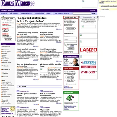 Dagens Medicin Premium startsida 2004