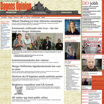 Dagensopinion.se startsida 2016