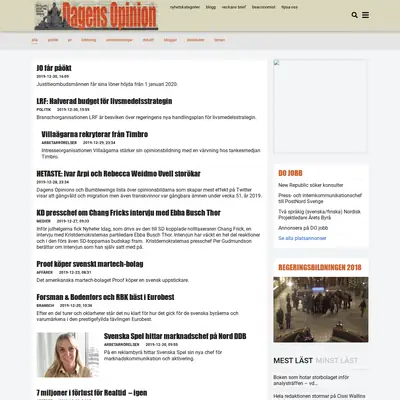 Dagensopinion.se startsida 2020