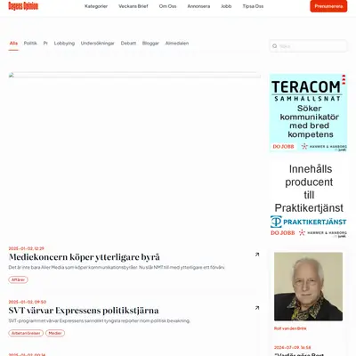 Dagensopinion.se startsida 2025